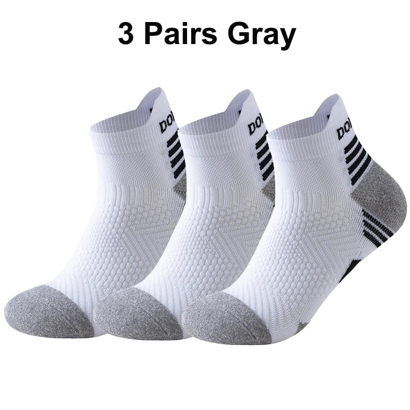 3 Pairs Marathon Socks Men Women Professional Sport Ankle Running Socks Thickened Cushioned Tube Low Cut Fitness Short Sock Mesh by Reinvent Yourself
