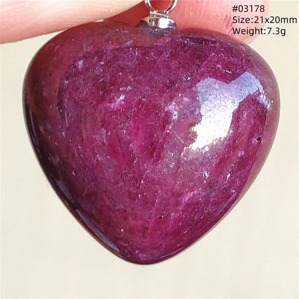 Natural Red Ruby Pendant Jewelry Love Heart Watermelon Ruby Zoisite Necklace Women Men 925 Sterling Silver AAAAA by Reinvent Yourself