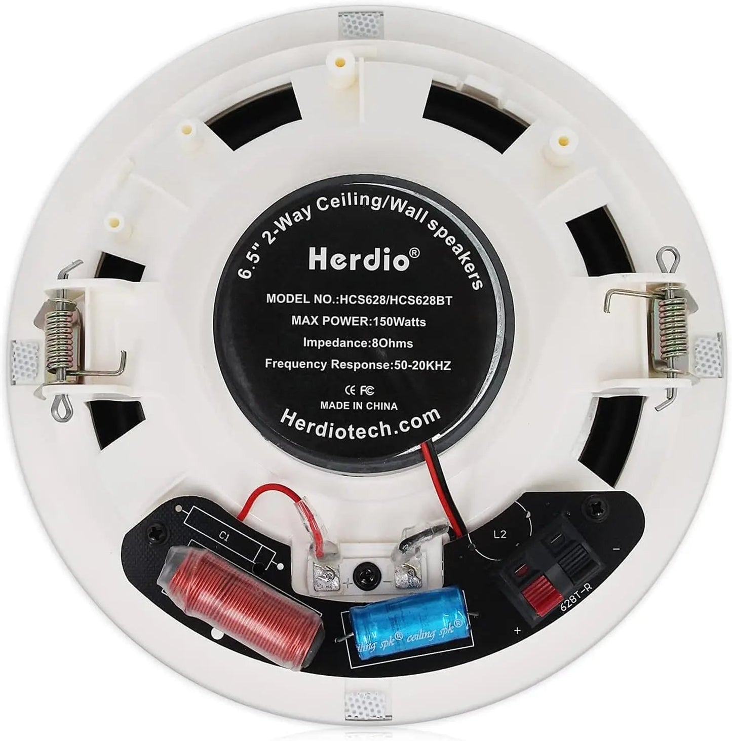 Herdio 6.5 Inch Home Audio 300W Ceiling Bluetooth Speaker Home Recessed Speaker System For Indoor Kitchen Bedroom Bathroom 2PCS by Reinvent Yourself