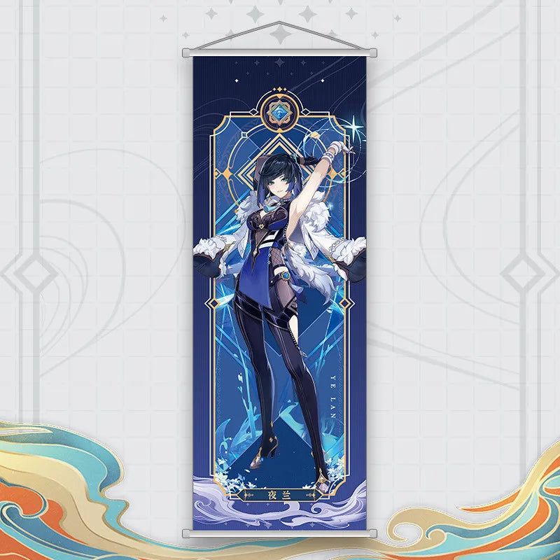 Xiao Yelan Kazuha Hutao Genshin Impact Scroll Canvas Wall Hanging Painting Home Decor Anime Poster Wall Art Room Decoration by Reinvent Yourself