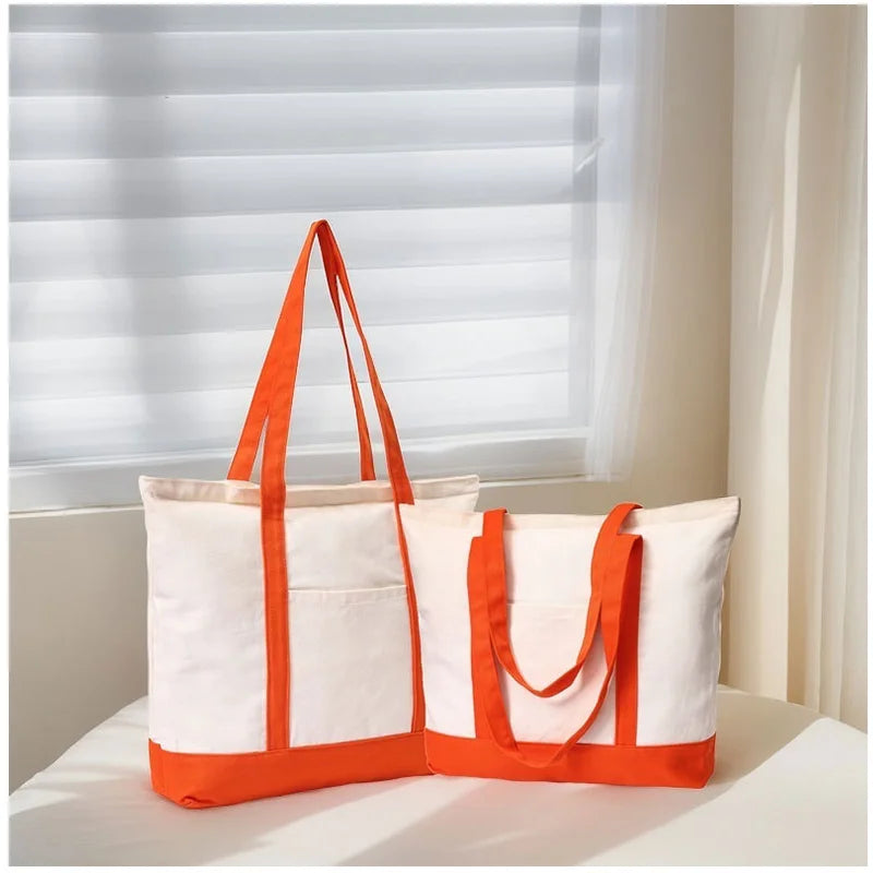 Customizable Tote Bag for Women - Reusable Cotton Canvas Grocery Bag with Logo Printing, Eco-Friendly Shoulder Handbag by Reinvent Yourself