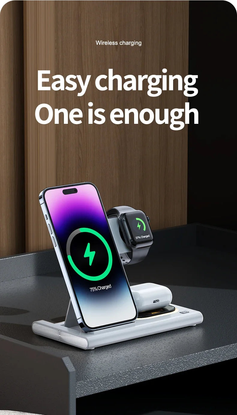 3 in 1 LED Foldable Wireless Charger Stand For Samsung S24 S23 S22 Watch 6 5 4 Active 1 2 Galaxy Buds Pro Fast Charging Station by Reinvent Yourself