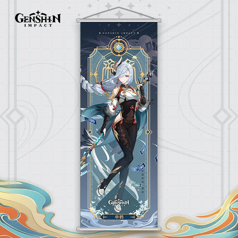 Xiao Yelan Kazuha Hutao Genshin Impact Scroll Canvas Wall Hanging Painting Home Decor Anime Poster Wall Art Room Decoration by Reinvent Yourself