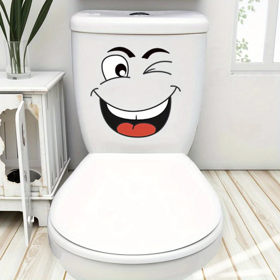 4 sheets/Set Cartoon Face Stickers,Self-Adhesive, Plastic Surface Compatible,Home Decoration Suitable for Trash Can, oilet Decor by Reinvent Yourself