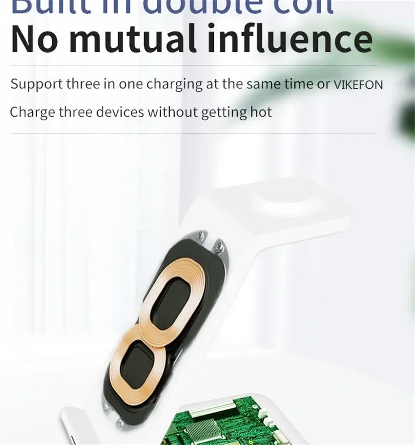 30W 3 In 1 Wireless Charger Stand Dock For iPhone 15 14 13 12 11 XS Apple Watch 8 7 AirPods Induction Fast Charging Station by Reinvent Yourself