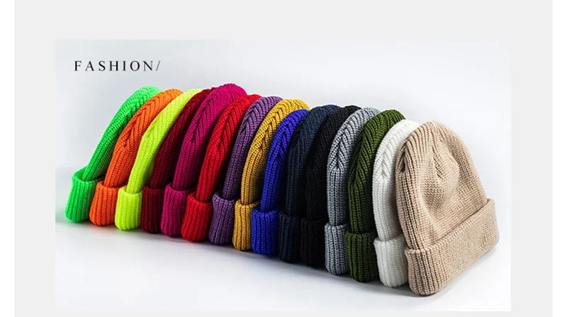 Knitted Hat for Men & Women Caps Wool Fashion Simple Warm Skullies Beanies Solid Autumn Winter Beanie Cap Trendy Style by Reinvent Yourself