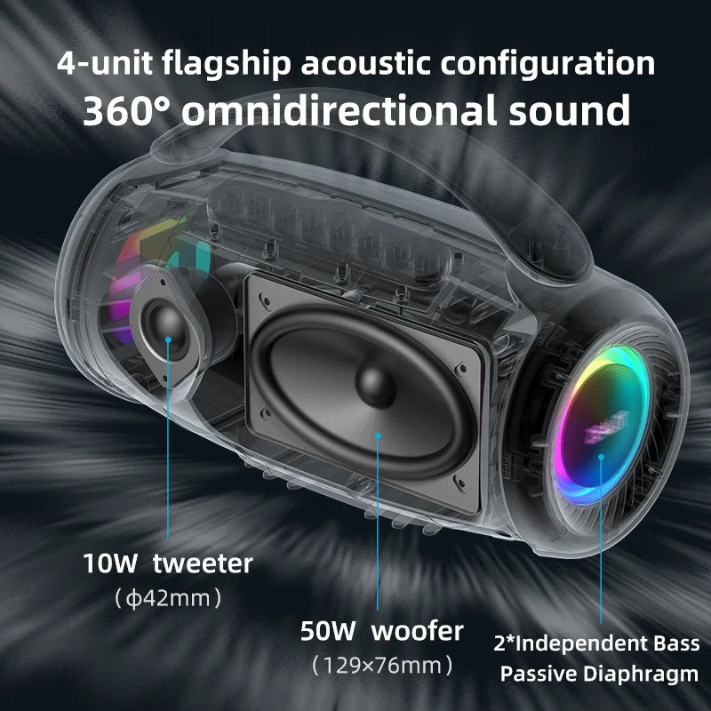 Zealot-P12 Speaker 60W Portable Bluetooth Speaker with IPX6 Waterproof, Comfortable handle,Controllable lighting,TF,USB by Reinvent Yourself