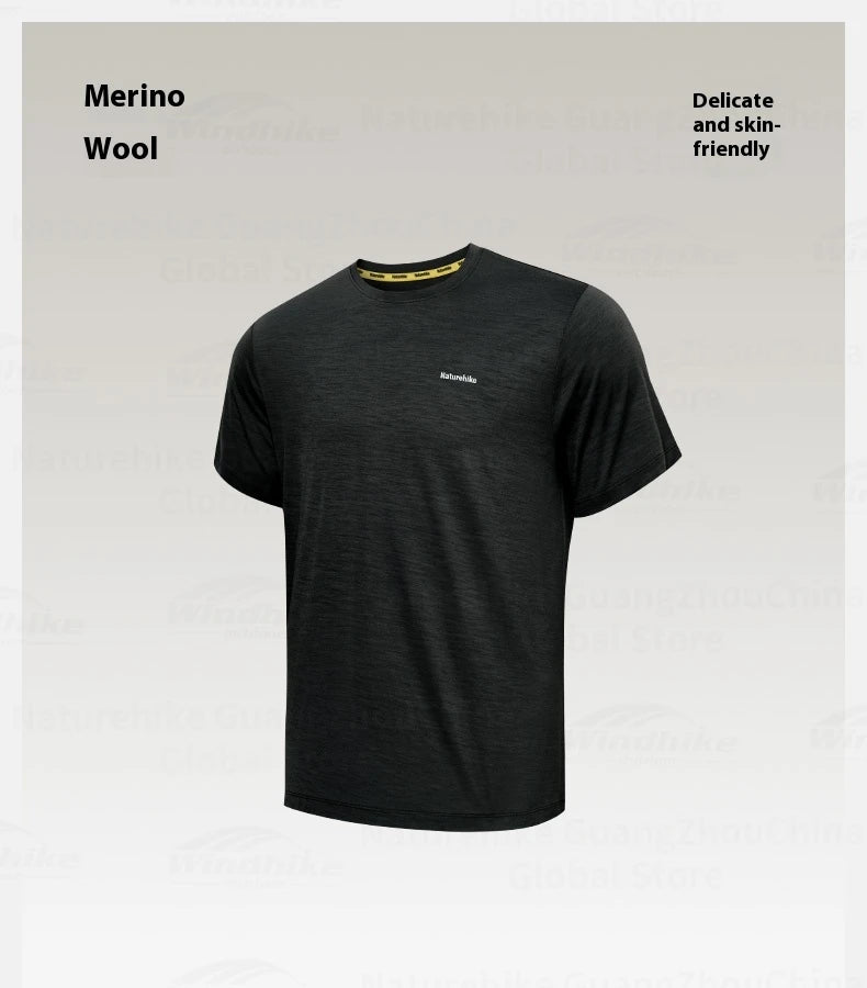 Naturehike Sports T-Shirt 100% Merino Wool Short Sleeve Running Training Outdoor Men Women Breathable Quick-Drying Sweatshirt by Reinvent Yourself