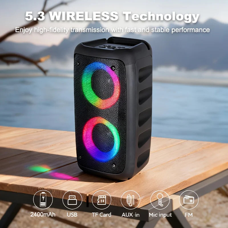 6000W Portable Speaker, Wireless Stereo, TWS, Color Lights, USB/TF Card, for Outdoor, Camping, Backyard Party, Bluetooth Speaker by Reinvent Yourself