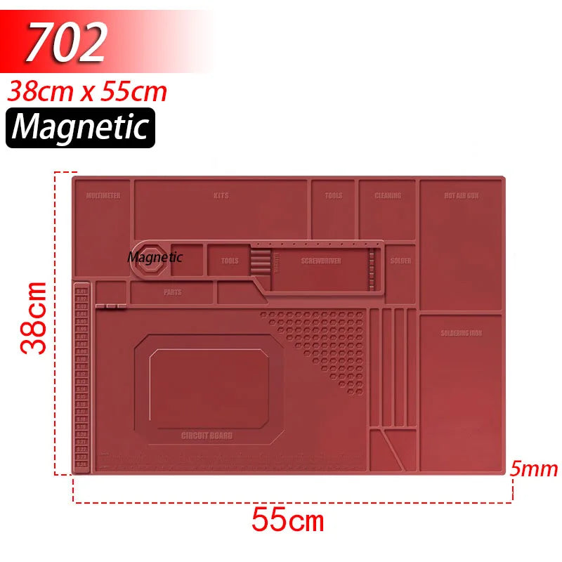 Soldering Station Mat Silicone Work Mat Heat Resistant 932°F Anti-Static Magnetic Mat for Electronic Phone Laptop Watch Repair by Reinvent Yourself