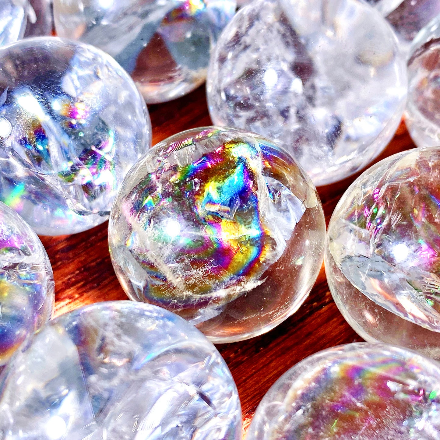1PC Random Crackle Rainbow Clear Quartz Sphere Natural Crystal,Gemstone Jewelry,Glitter,Healing crystal,Birthday gift,Women gift