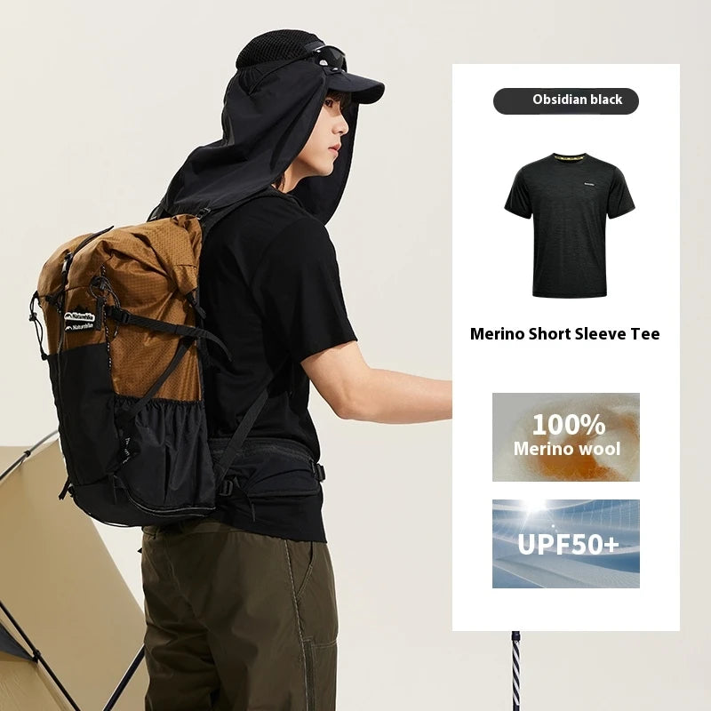 Naturehike Sports T-Shirt 100% Merino Wool Short Sleeve Running Training Outdoor Men Women Breathable Quick-Drying Sweatshirt by Reinvent Yourself