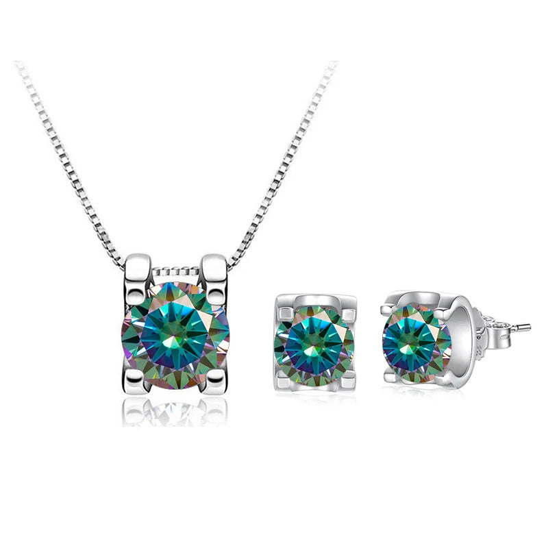 JoyceJelly 3ct D Clolor Real Moissanite Jewelry Sets Women's Sterling Silver 925 Earrings Necklace For Women Bridal Set Gifts by Reinvent Yourself