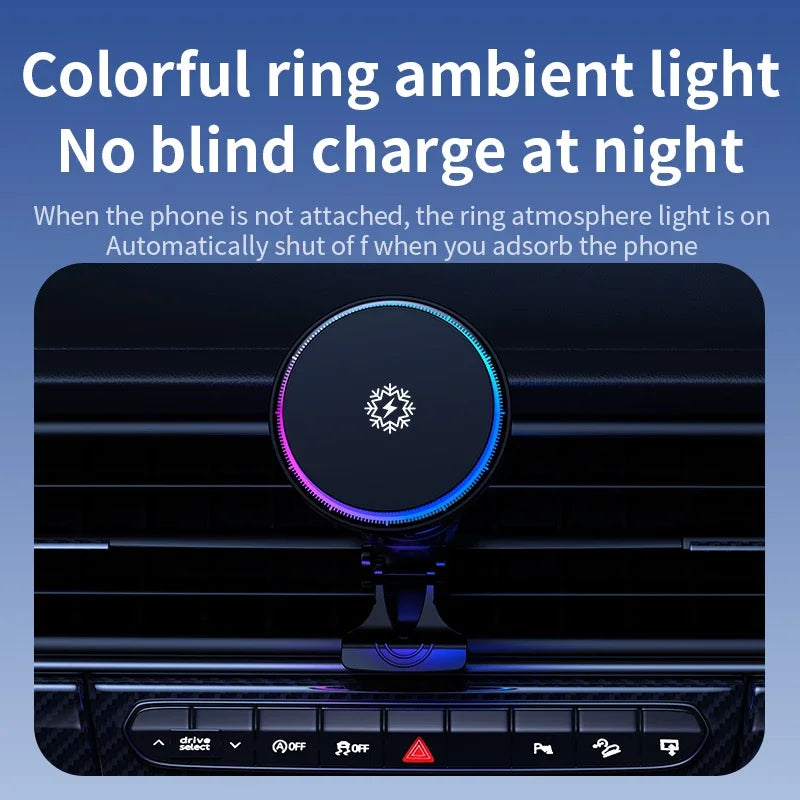 Ice Cooling Magnetic Wireless Car Charger Fast Charging Station for iPhone15 14 13 12 Pro Max 15W Magnet Car Phone Holder Stand by Reinvent Yourself