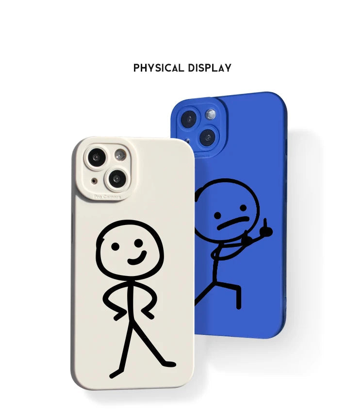 Cartoon Matchman Phone Case For iPhone 11 12 13 14 15 Pro Max XR XS X 7 8 Plus SE 2020 Shockproof Matte Soft TPU Silicone Cover by Reinvent Yourself