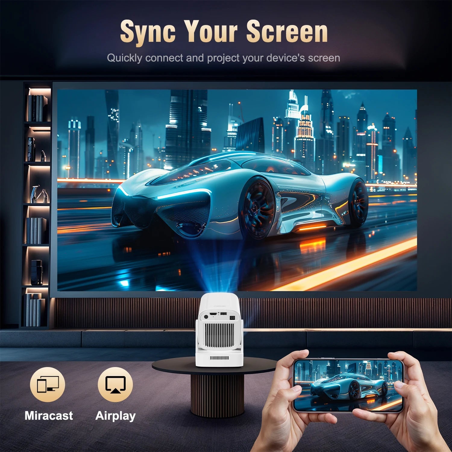 Magcubic HY310 Auto Focus Projector 1080P Native 4K 330ANSI Android 11 WiFi6 BT5.4 Mini Outdoor Movie Projector with Air Mouse by Reinvent Yourself