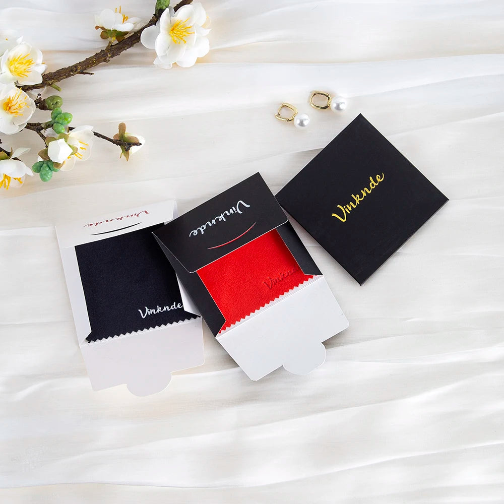 DIY Personalized Polishing Cloths Custom Jewelry Earrings Cleaning Cloth With Logo 8x8cm White Black Paper Individually packaged by Reinvent Yourself