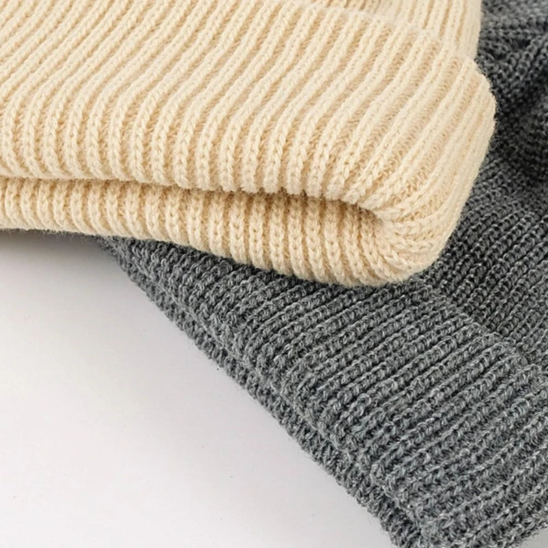 Knitted Hat for Men & Women Caps Wool Fashion Simple Warm Skullies Beanies Solid Autumn Winter Beanie Cap Trendy Style by Reinvent Yourself