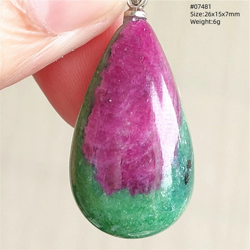 Natural Red Ruby Pendant Jewelry Love Heart Watermelon Ruby Zoisite Necklace Women Men 925 Sterling Silver AAAAA by Reinvent Yourself