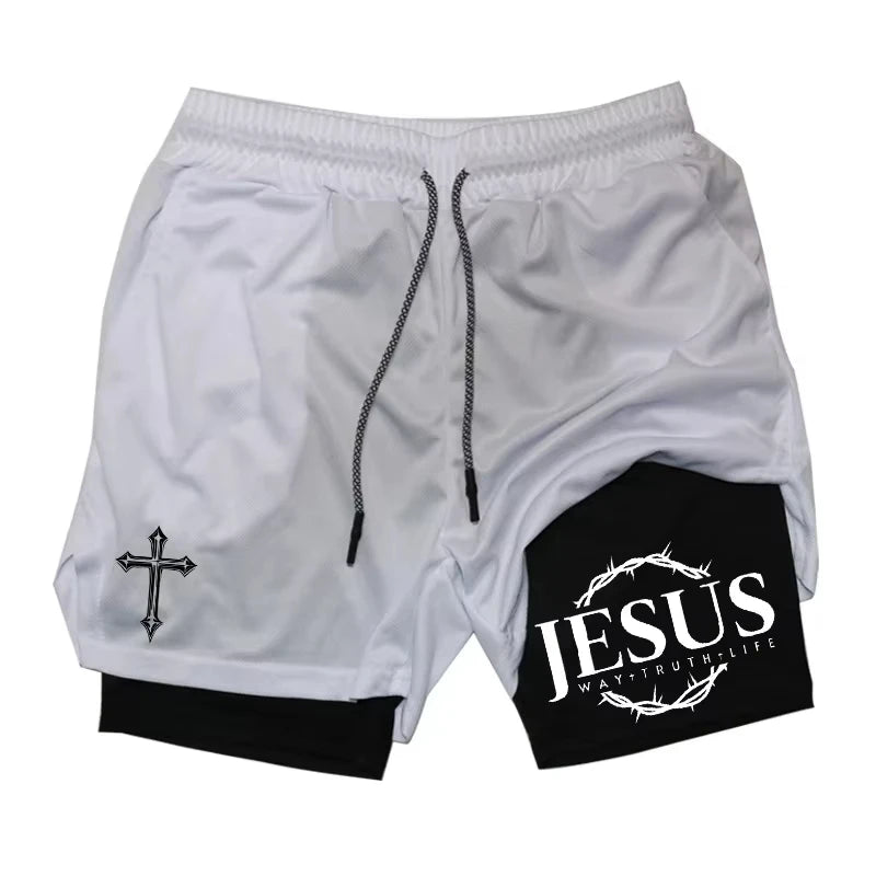 2-in-1 sports running shorts men's sports fast drying shorts sports gym performance shorts by Reinvent Yourself