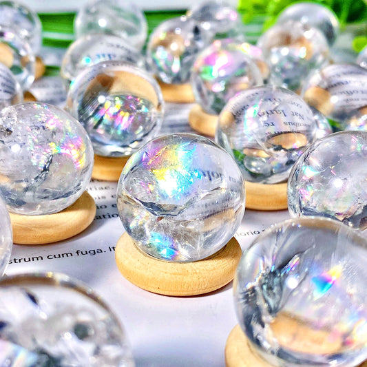 1PC Random Crackle Rainbow Clear Quartz Sphere Natural Crystal,Gemstone Jewelry,Glitter,Healing crystal,Birthday gift,Women gift by Reinvent Yourself