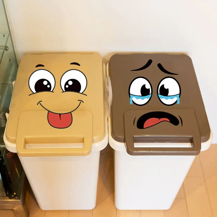 4 sheets/Set Cartoon Face Stickers,Self-Adhesive, Plastic Surface Compatible,Home Decoration Suitable for Trash Can, oilet Decor by Reinvent Yourself