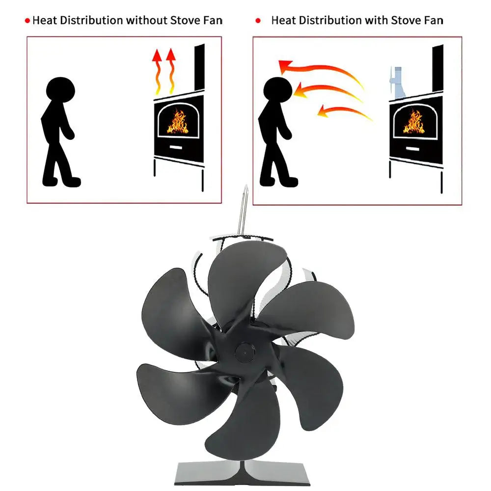 4/5/6 Blades Heat Powered Stove Fan Log Wood Burner Eco-fan Quiet Fireplace Fan Winter Warm Home Heater Efficient Heat Distribu by Reinvent Yourself