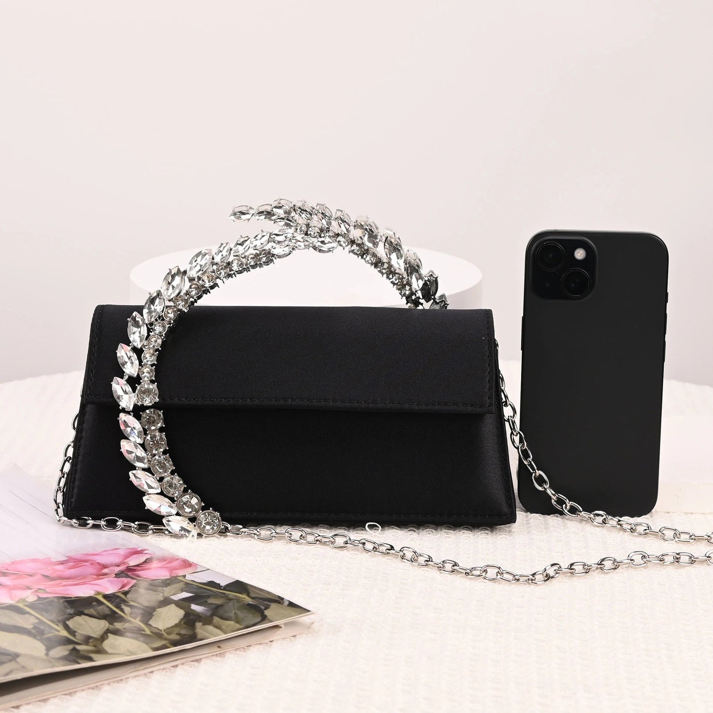 Luxury Diamond Evening Bag Clutch Satin Women Designer Handbags Crystal Silk Shoulder Crossbody Bags for Women Wedding Box Bag by Reinvent Yourself