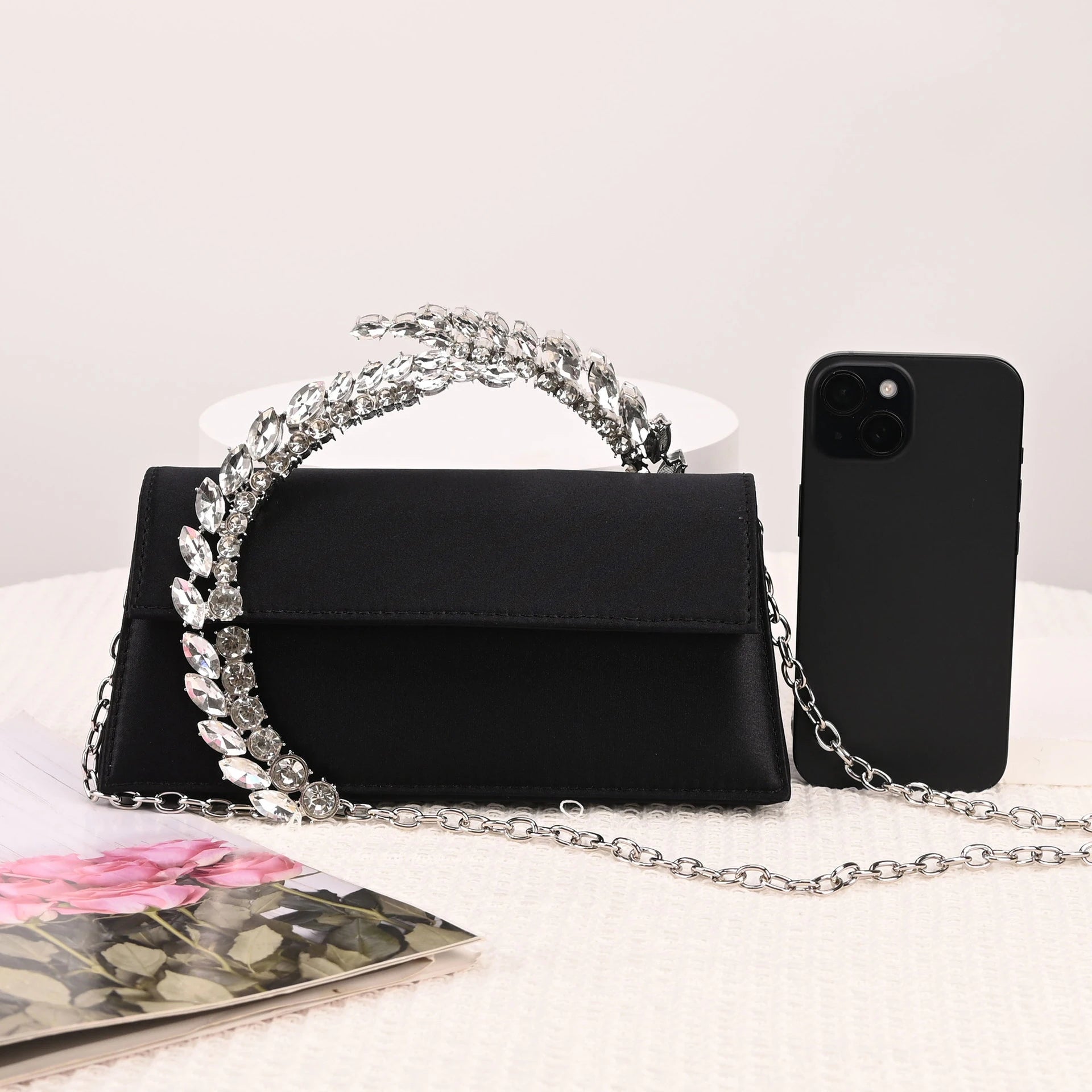 Luxury Diamond Evening Bag Clutch Satin Women Designer Handbags Crystal Silk Shoulder Crossbody Bags for Women Wedding Box Bag by Reinvent Yourself