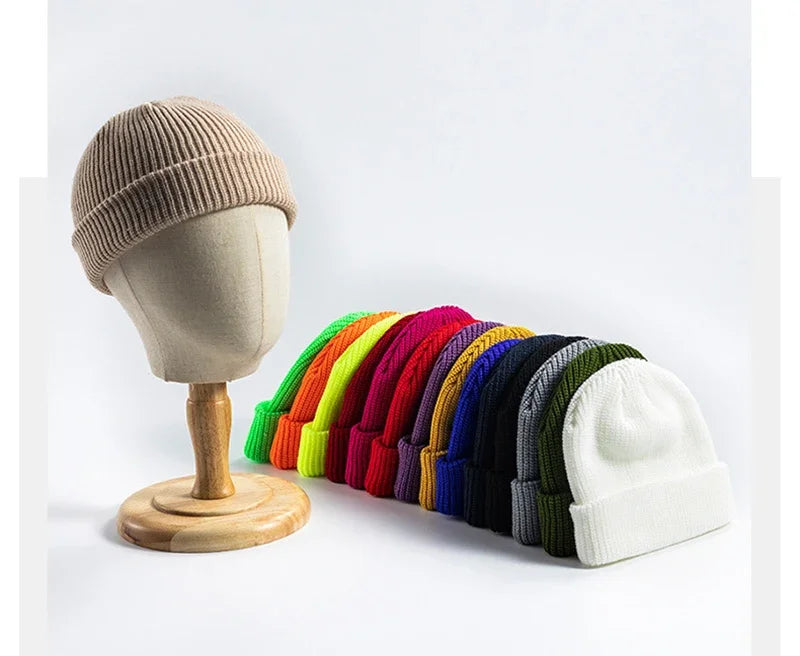Knitted Hat for Men & Women Caps Wool Fashion Simple Warm Skullies Beanies Solid Autumn Winter Beanie Cap Trendy Style by Reinvent Yourself