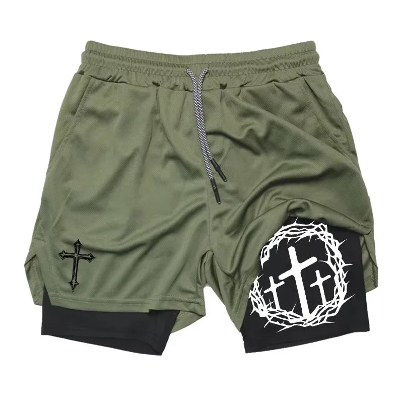 2-in-1 sports running shorts men's sports fast drying shorts sports gym performance shorts by Reinvent Yourself