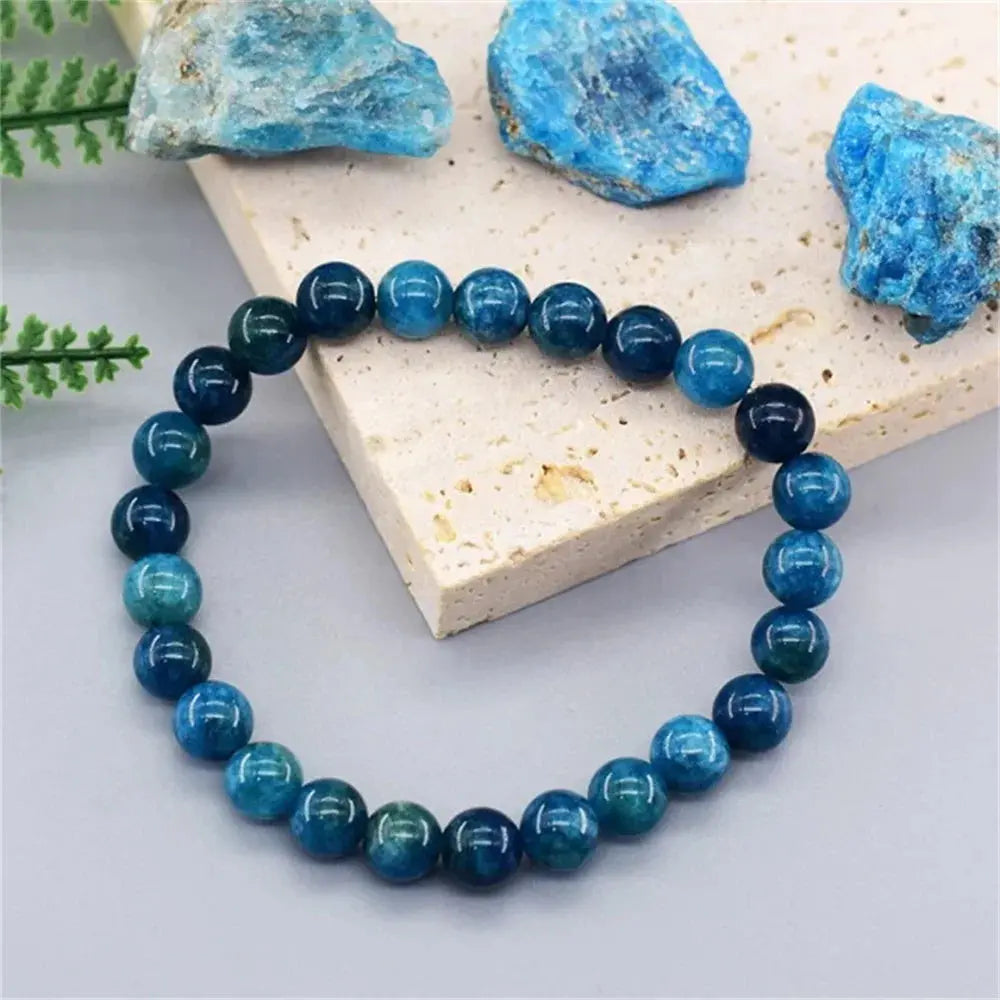 Original stone bracelet for women men trendy Blue Apatite beaded gemstone bracelets boss day scene employee appreciation gifts by Reinvent Yourself