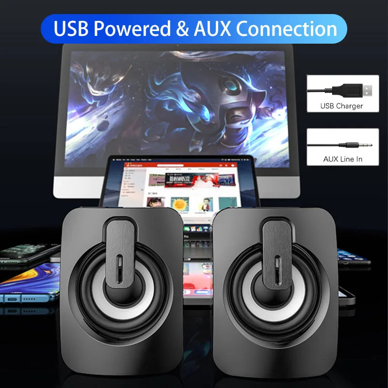 Computer Speakers PC Sound Box HIFI Stereo Microphone USB Wired Caixa De Som with LED Light For Desktop Computer by Reinvent Yourself