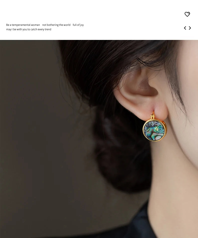 Luxury Abalone Shell Round Earrings for 2025 Women's Unusual Ear buckle Party Trendy Jewelry Young Girl’s Gold Color Accessories by Reinvent Yourself