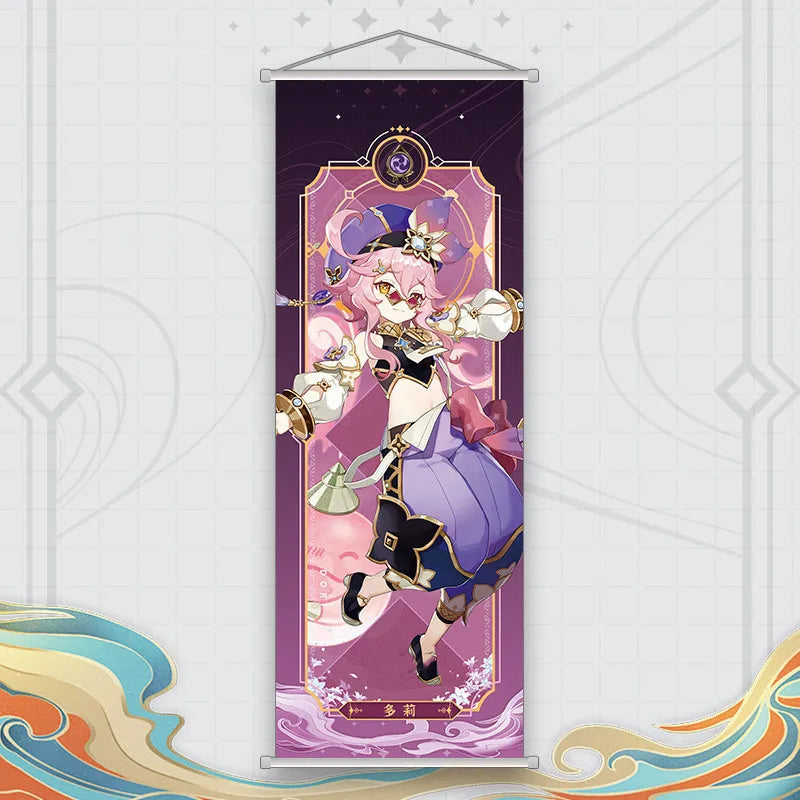 Xiao Yelan Kazuha Hutao Genshin Impact Scroll Canvas Wall Hanging Painting Home Decor Anime Poster Wall Art Room Decoration by Reinvent Yourself