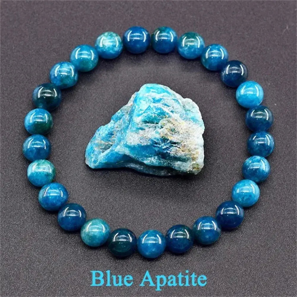 Original stone bracelet for women men trendy Blue Apatite beaded gemstone bracelets boss day scene employee appreciation gifts by Reinvent Yourself
