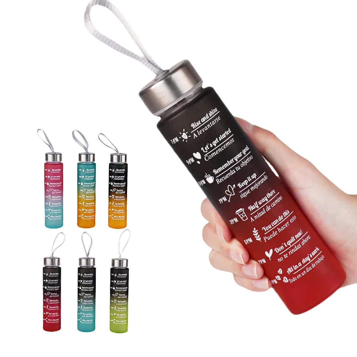 300ml Water Bottle BPA Free leak proof High Quality Drink Bottles With Time Marker Fitness Sports Reusable Outdoors by Reinvent Yourself