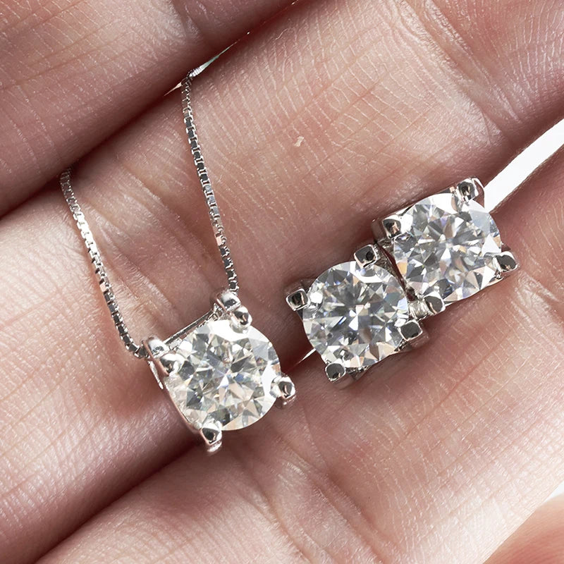 JoyceJelly 3ct D Clolor Real Moissanite Jewelry Sets Women's Sterling Silver 925 Earrings Necklace For Women Bridal Set Gifts by Reinvent Yourself