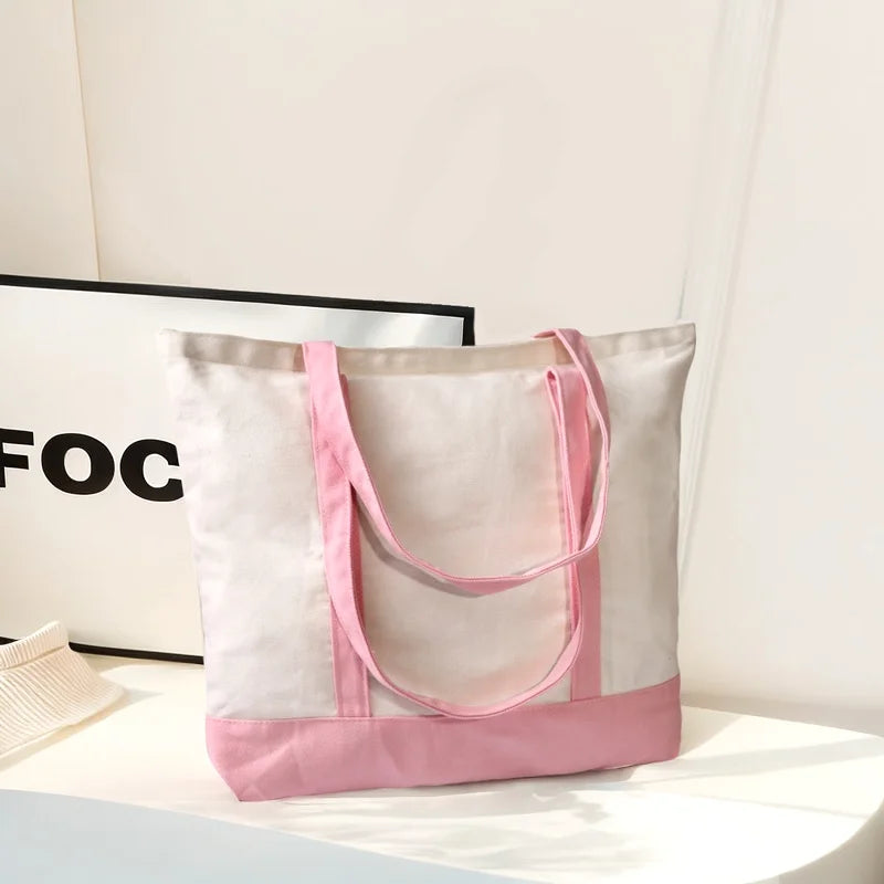 Customizable Tote Bag for Women - Reusable Cotton Canvas Grocery Bag with Logo Printing, Eco-Friendly Shoulder Handbag by Reinvent Yourself