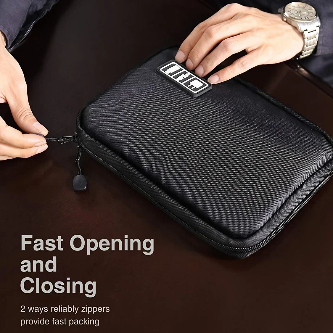1pc Black Green Storage Bag Electronic Accessory Organizer Portable Usb Data Cable Charger Plug Travel Waterproof Organizer