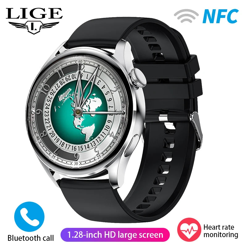 LIGE NFC Access Control Smart Watch Men Bluetooth Call Sport Fitness Men's Wristwatch Heart Rate Monitor Waterproof Smartwatch by Reinvent Yourself