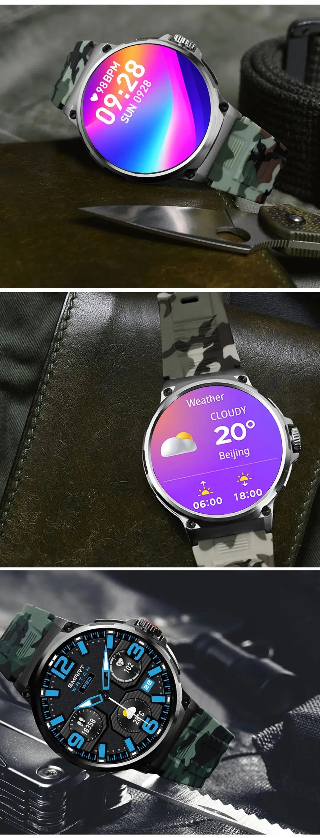 New Military Smart Watch Men 710 mA Waterproof Outdoor Sport Fitness Watches Health Monitor BT Call Smart Watch Men by Reinvent Yourself