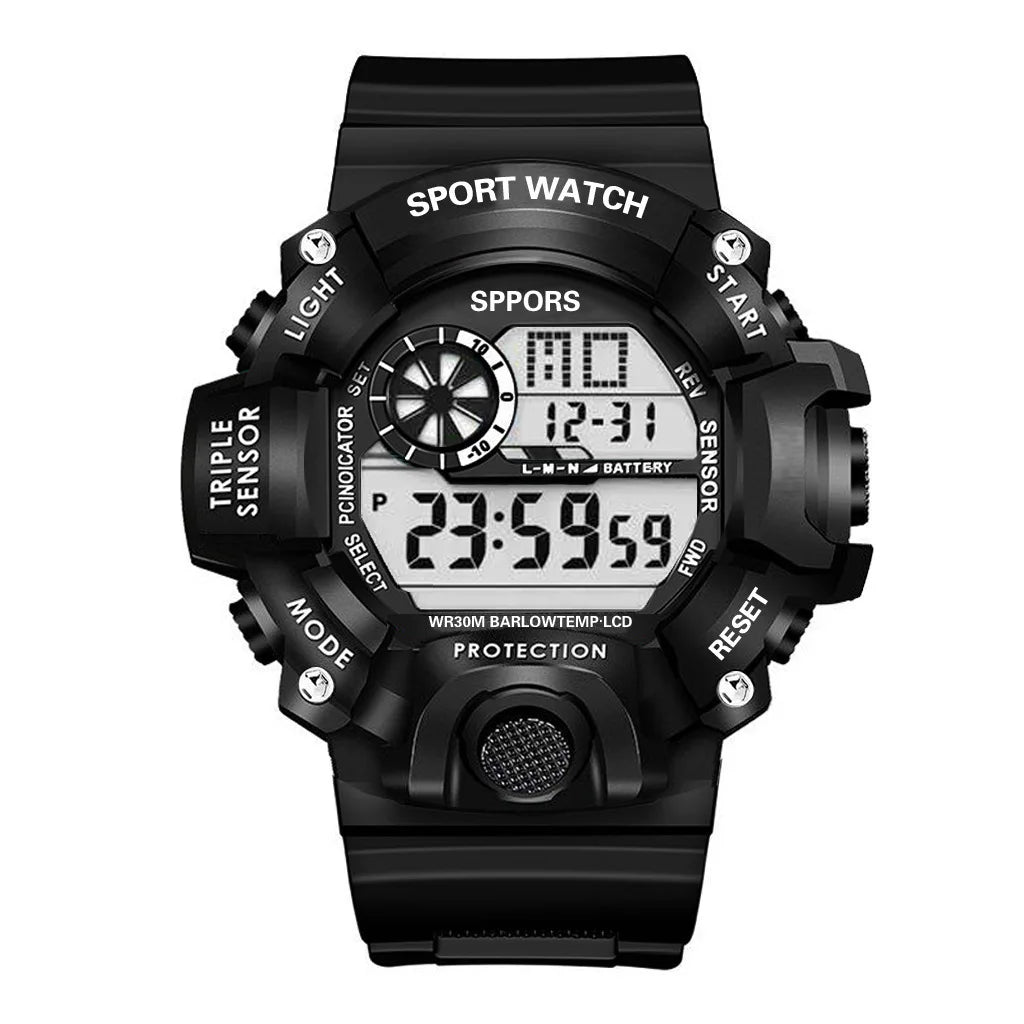 Fashion Men's Watch Sports Electronic Wristwatch Large dial Multifunctional Waterproof Luminous Alarm Kids Male's Military Watch by Reinvent Yourself