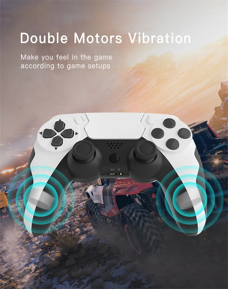 GAMINJA Wireless Controller Bluetooth Gamepad Double Vibration 6Axis Joypad Touchpad Microphone Earphone Port For PS4 PS3 PC by Reinvent Yourself
