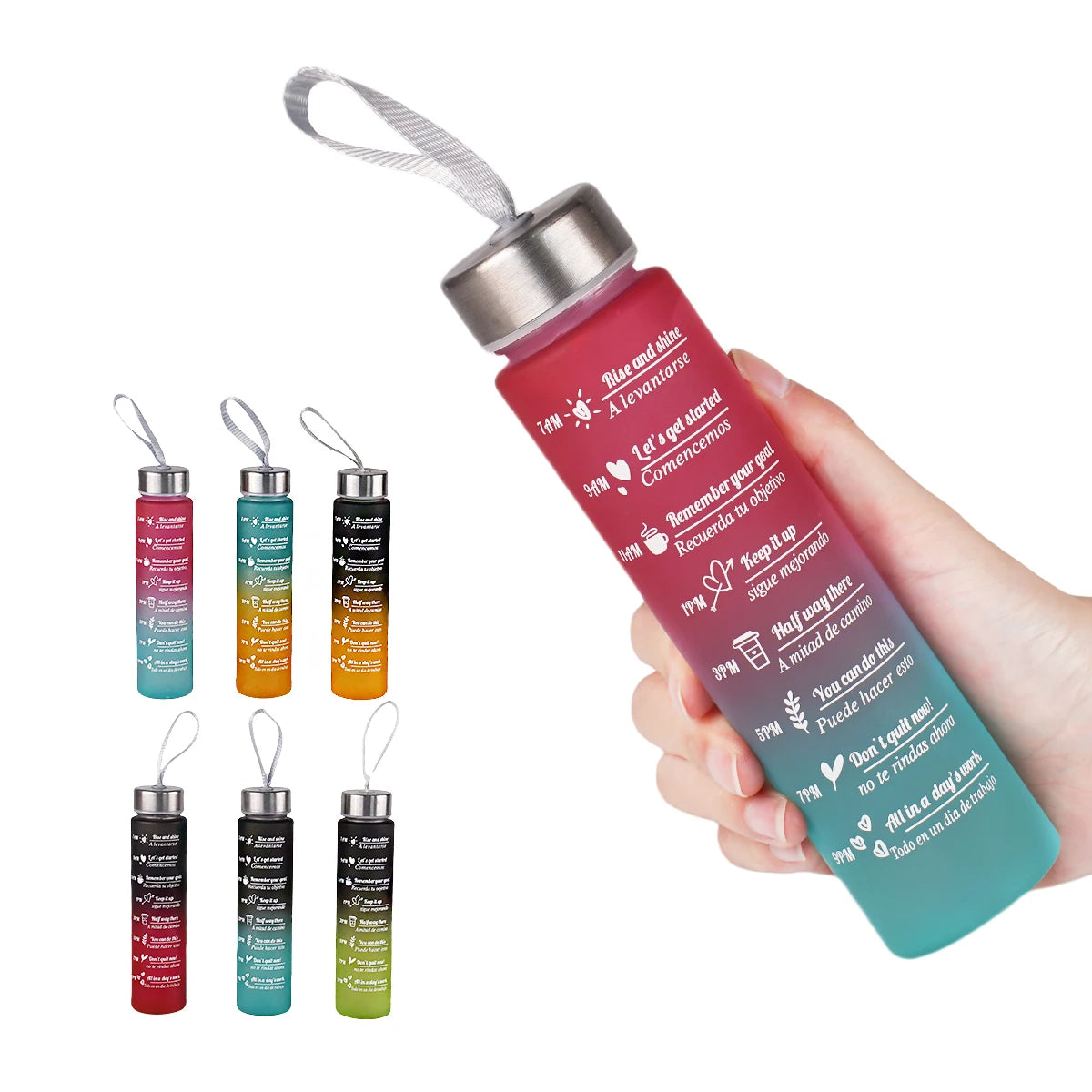 300ml Water Bottle BPA Free leak proof High Quality Drink Bottles With Time Marker Fitness Sports Reusable Outdoors by Reinvent Yourself