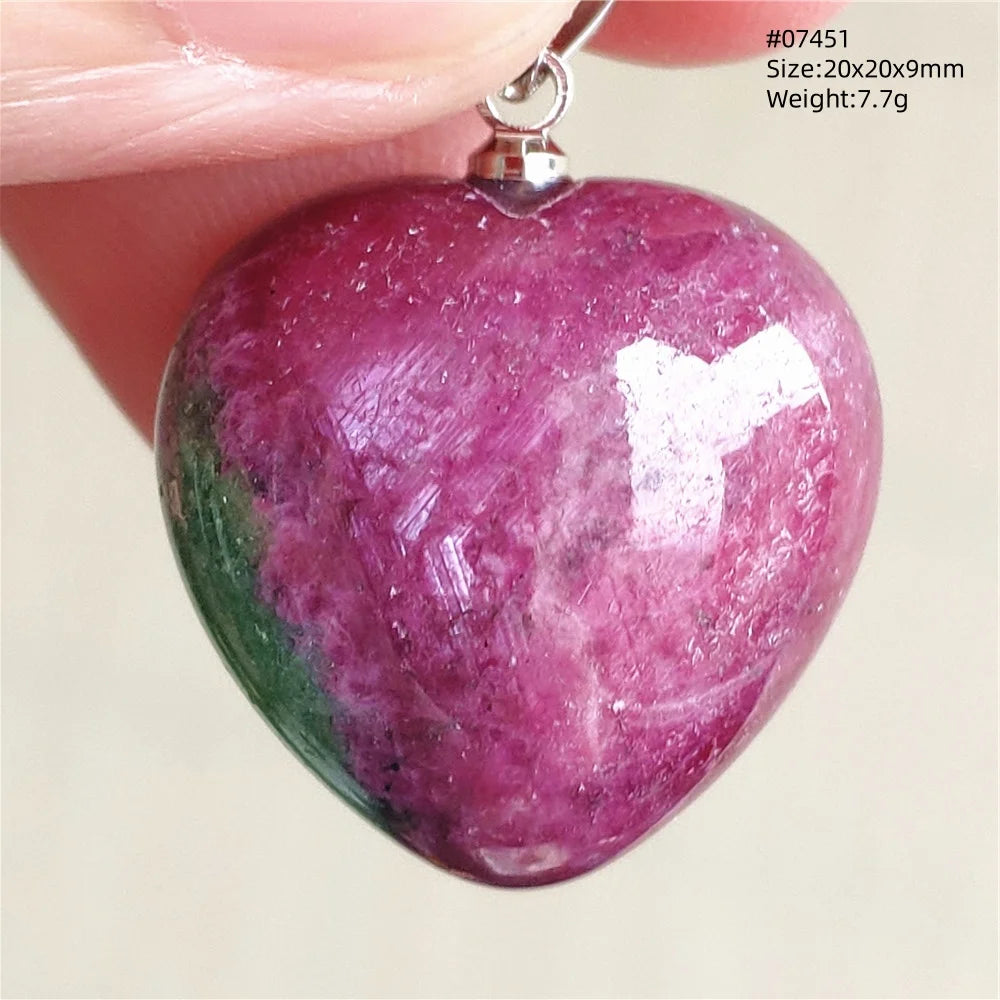 Natural Red Ruby Pendant Jewelry Love Heart Watermelon Ruby Zoisite Necklace Women Men 925 Sterling Silver AAAAA by Reinvent Yourself