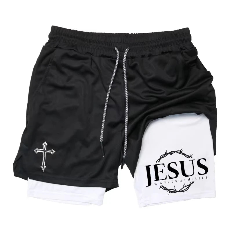 2-in-1 sports running shorts men's sports fast drying shorts sports gym performance shorts by Reinvent Yourself