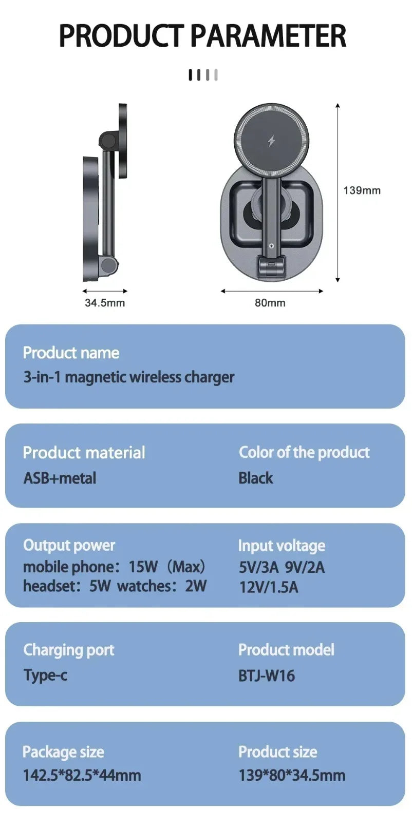 3 in 1 Foldable Fast Charging Station Ice Cooling Magnetic Wireless Charger Stand For Phone 16 15 14 13 12 IWatch 9 8 7 AirPods by Reinvent Yourself