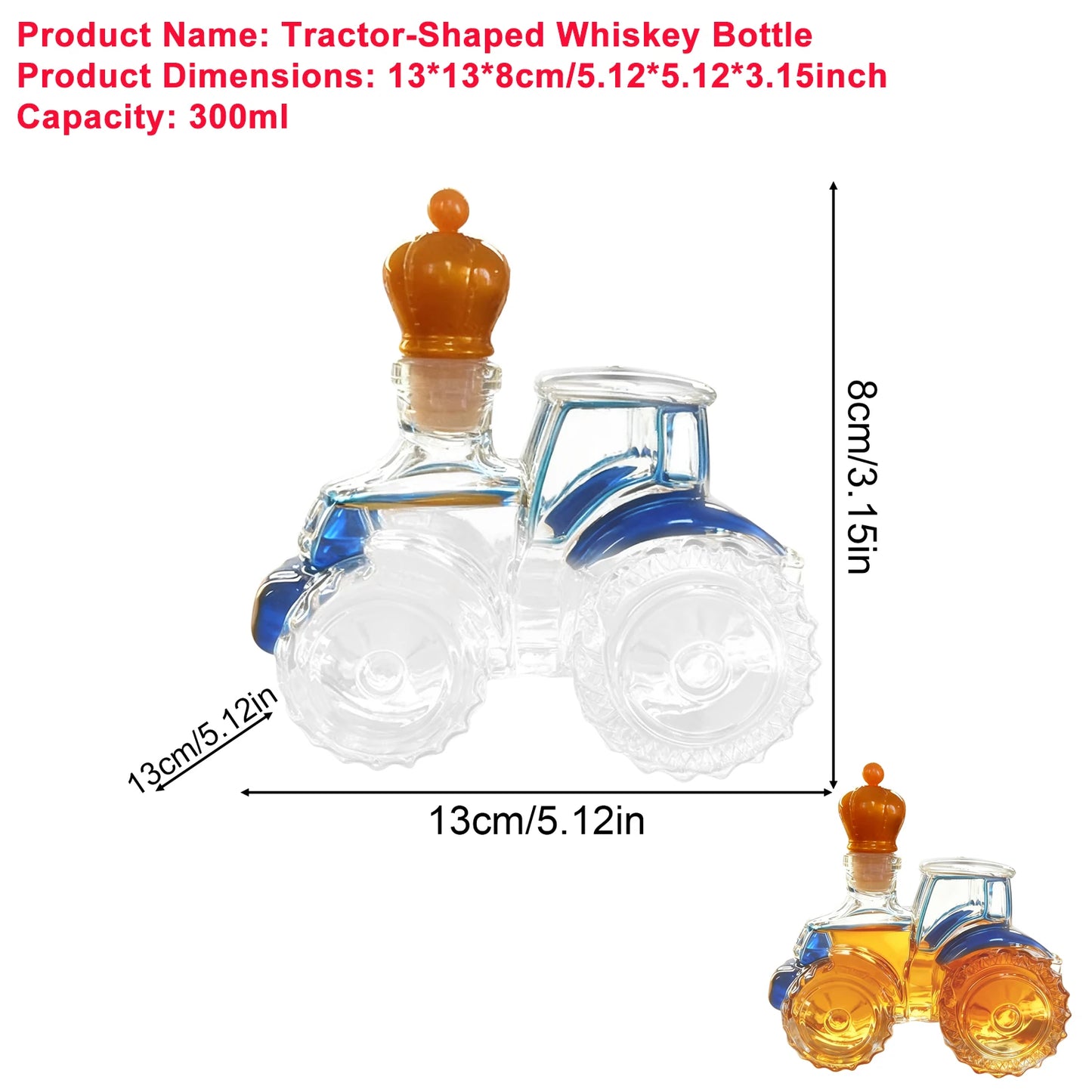 300ml/350ML Whiskey Glass Bottles Tractor shape Alcohol Decanters Home Decor Empty Car Whiskey Decanter Tequila Bottle For Offic by Reinvent Yourself