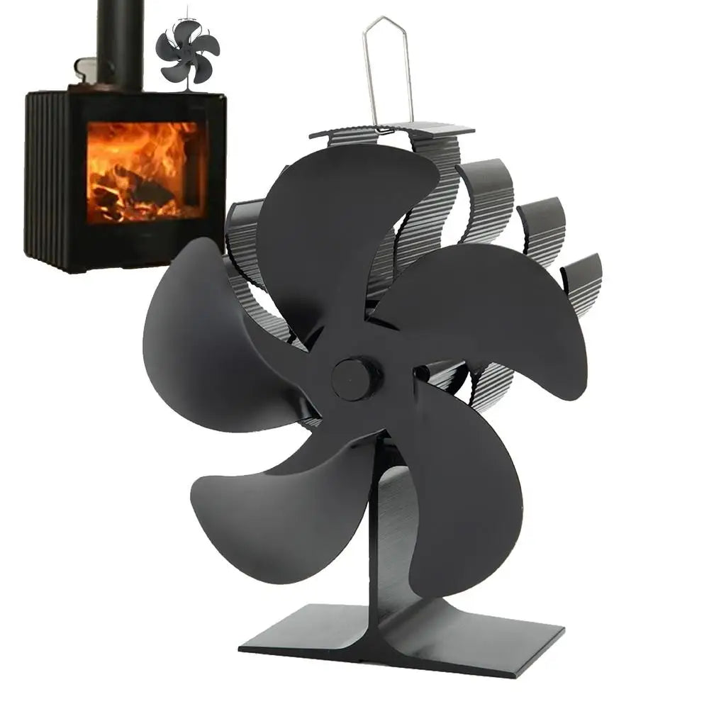 4/5/6 Blades Heat Powered Stove Fan Log Wood Burner Eco-fan Quiet Fireplace Fan Winter Warm Home Heater Efficient Heat Distribu by Reinvent Yourself